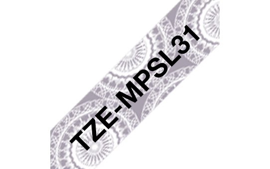 Taśma Brother TZE-MPSL31, czarny druk/srebrny podkład, 4m, 12mm, krajkovĂ˝ vzor TZEMPSL31