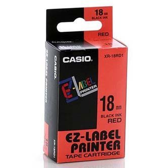 Casio oryginalna taśma do drukarek etykiet. Casio. XR-18RD1. czarny druk/czerwony podkład. nielaminowany. 8m. 18mm XR-18RD1