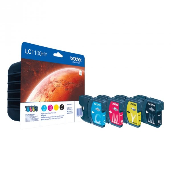 Brother oryginalny Wkład atramentowy / tusz LC-1100HYVALBP. CMYK. 900/3x750s. high capacity. Brother DCP-330C. 130C. MFC-240C. 440CN LC1100HYVALBP
