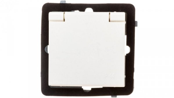 SONATA Gniazdo bryzgoszczelne z/u IP44 klapka ecru GPH-1RZ/m/27/w