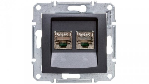 SEDNA Gniazdo komputerowe podwójne RJ45 kat.6 FTP grafitowe SDN5000170
