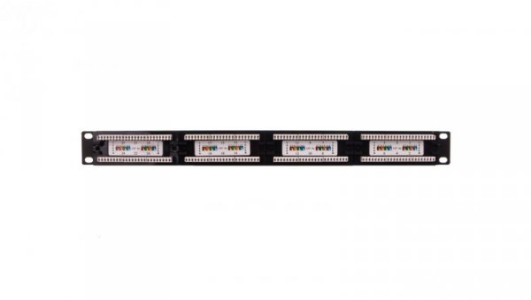 Patch panel kompletny 19 cali 24x RJ45 U/UTP kat. 5e 1U czarny RAL 9005 DN-91524U-1