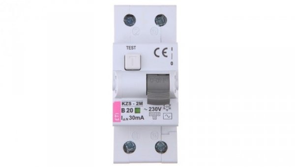 Wyłącznik różnicowo-nadprądowy 2P 20A B 0,03A typ AC KZS-2M 002173105