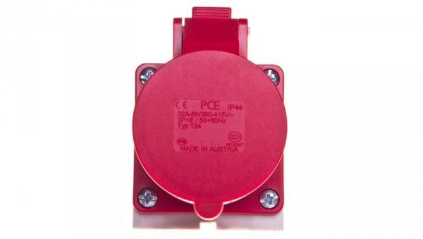 Gniazdo stałe 32A 4P 400V czerwone IP44 /mała obudowa/ 124-6k