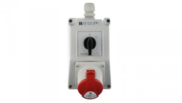 Zestaw instalacyjny z gniazdem 16A 5P (0-1) czerwony ZI02R211