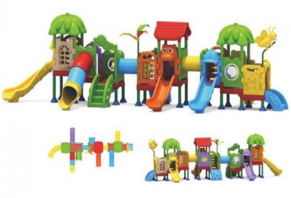 Nowoczesny plac zabaw Kids 44 z tunelem i zjeżdżalniami dla dzieci