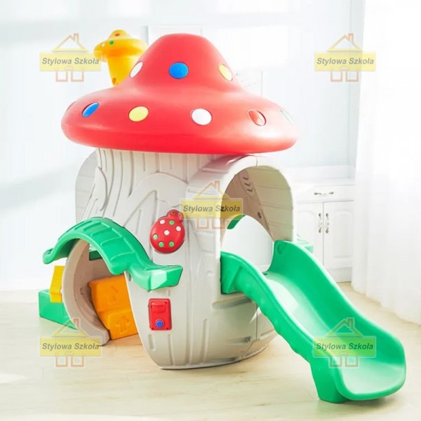 domek grzybek, domek most z tunelem, domek leśna chata, z weranda domek, domek na plac zabaw, domek plastikowy, domek do ogrodu, domek w serduszka, domek muchomor 2