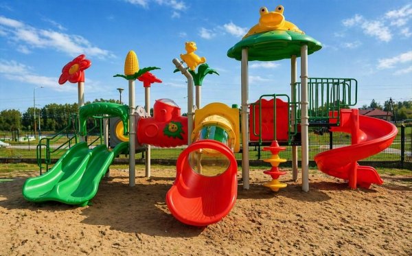 Plac zabaw Animals 06 – kolorowy zestaw zabawowy dla dzieci z zjeżdżalniami i elementami edukacyjnymi, certyfikat EN 1176