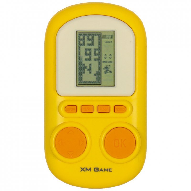 Gra elektroniczna zręcznościowa mini konsola przenośna kieszonkowa tetris żółty