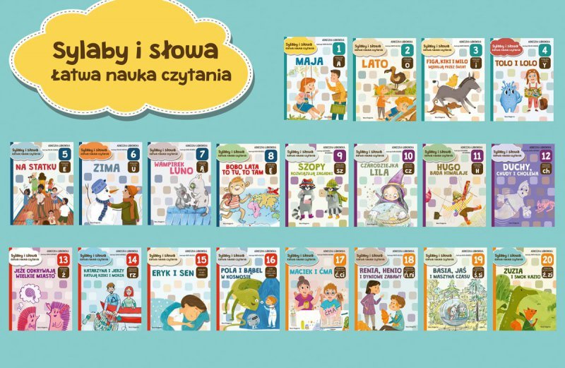 Nasza księgarnia Książeczki Sylaby i słowa. Łatwa nauka czytania - zestaw 20 książek
