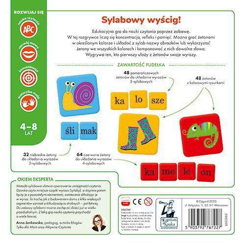 Gra edukacyjna &quot;Sylaba do sylaby&quot; dla dzieci 4-8 lat + Układanie wyrazów + Nazywanie obrazków
