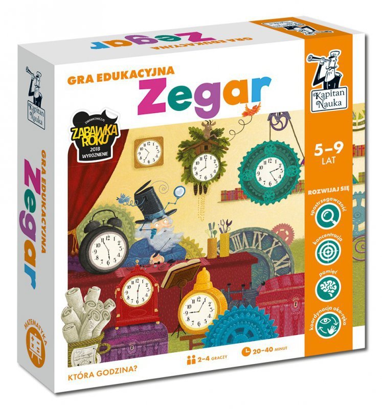 Gra edukacyjna &quot;Zegar&quot; dla dzieci 5-9 lat + Nauka odczytywania czasu i pór dnia + Gra planszowa dla 2-4 osób