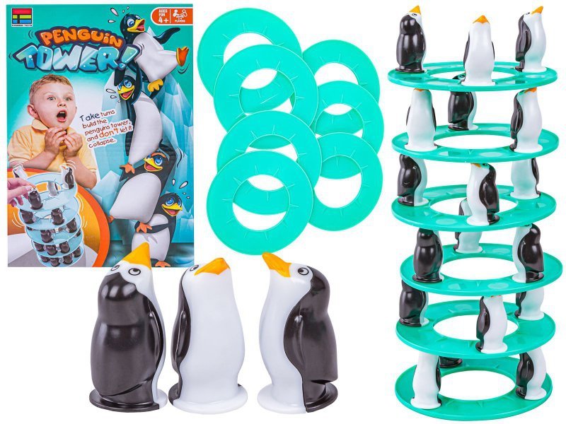 Gra zręcznościowa PINGWINKOWA WIEŻA &quot;Penguin Tower&quot; Ruchoma, krzywa wieża Budowanie Wieży