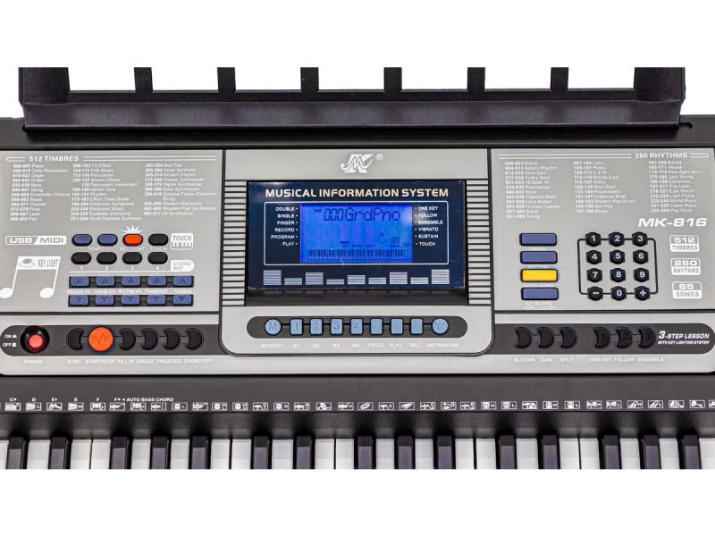 Keyboard Organy 61 Klawiszy Zasilacz MK-816 Z Funkcją Nauki Gry