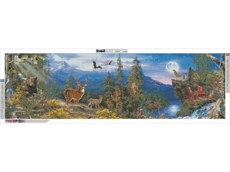 DUŻY Haft Diamentowy,120x40cm, Obraz, Mozaika Diamentowa Diamond Painting PANORAMA GÓR