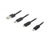 Lanberg Kabel COMBO USB-A(M)->USB MICRO(M)+LIGHTNING(M)+USB-C(M) 2.0 1m czarny Premium