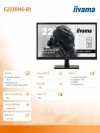 IIYAMA Monitor 21.5 cala G2230HS-B1 0.8ms,HDMI,DP,2x1W,FreeSync