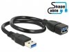 Delock Przedłużacz USB-A M/F 3.0 0.35m czarny profilowany
