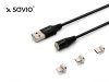 Elmak Kabel Magnetyczny USB - USB Typ C, Micro i Lightning 1m, SAVIO CL-152 Czarny