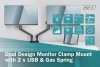 Digitus Uchwyt biurkowy podwójny z zaciskiem sprężyną gazową 2xUSB 2xLCD 17-32, max. 2x 9 kg