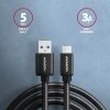 AXAGON BUCM3-AM20AB Kabel USB-C - USB-A 3.2 Gen 1, 2m, 3A, ALU, oplot, czarny
