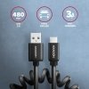 AXAGON BUCM-AM10TB Kabel Twister USB-C - USB-A, 0,6m, USB 2.0, 2.4A, ALU, PVC Czarny