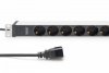 Digitus Listwa zasilająca PDU 19 Rack, 8x gniazdo ze stykami ochronnymi unischuko 16A/230V, 1x wtyczka IEC C20, 16A, przew