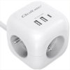 Qoltec Kostka zasilająca przedłużacz 6w1 z podświetlanym włącznikiem |  3x AC | 2x USB | 1x USB-C PD 20W | biała | kabel 2m