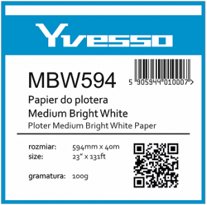 Papier w roli do plotera Yvesso Medium Brightwhite 594x40m 100g MBW594