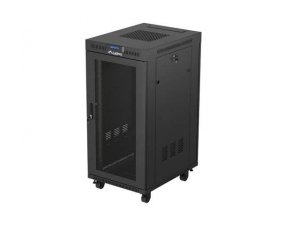 Lanberg Szafa instalacyjna rack stojąca 19 24U 600x800 czarna drzwi perforowane LCD ( Flat pack) V2