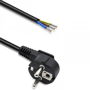 Qoltec Kabel zasilający | wtyczka kątowa SCHUKO CEE 7/7 (E/F) | miedź Cu| odizolowany lutowany | 3x0.75mm2 | 5m
