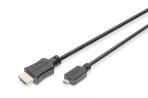 Digitus Kabel połączeniowy HDMI HighSpeed z Ethernetem 4K 60Hz UHD Typ HDMI A/HDMI D M/M 2m Czarny