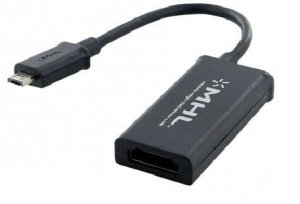 4world Adapter MHL (micro USB) [M] > HDMI [F] + micro USB [F], smartphone do TV + zasilacz, czarny