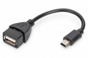 Digitus Kabel adapter USB 2.0 HighSpeed OTG Typ miniUSB B (5pin)/USB A M/Ż 0,2m Czarny