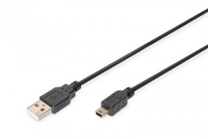 Digitus Kabel połączeniowy USB 2.0 HighSpeed Canon Typ USB A/miniUSB B (5pin) M/M czarny 3m