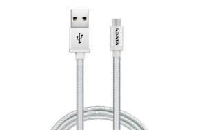 Adata Kabel USB-microUSB 1m Silver alu-knit
