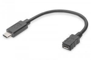 Digitus Kabel adapter USB 2.0 HighSpeed Typ USB C/micro USB B M/Ż 0,15m Czarny
