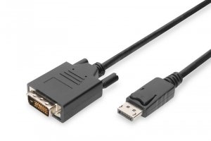 Digitus Kabel adapter Displayport z zatrzaskiem 1080p 60Hz FHD Typ DP/DVI-D (24+1) M/M 3m Czarny