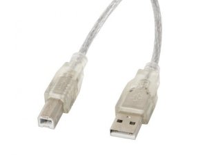 Lanberg Kabel USB 2.0 AM-BM 1.8M Ferryt przezroczysty