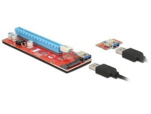 Delock Karta Riser PCI-E x1 -> PCI-E x16 na kablu USB 3.0 60cm