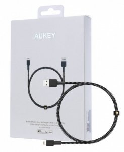 AUKEY CB-BAL3 wzmocniony nylonowy kabel Quick Charge Lightning-USB | 1.2m | certyfikat MFi Apple