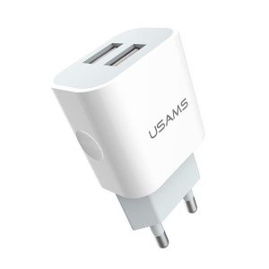 USAMS Ładowarka sieciowa 2xUSB 2.4A USB-C biała TCCUJT01