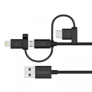 Belkin Kabel uniwersalny MFi USB-A do microUSB/USB-C/Lightning 1,2m czarny