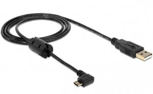 Delock Kabel USB MICRO(M) kątowy 270 prawo->USB-A(M) 2.0 1M CZARNY  FERRYT