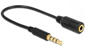 Delock Kabel audio minijack 3.5MM M/F 4 PIN 17.5 cm czarny zamienione PINY dla  APPLE, SAMSUNG, NOKIA