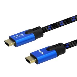 Elmak Kabel HDMI-HDMI v2.1, OFC, 1,8m, 8K, Miedź, Złote końcówki, Ethernet/3D CL-142 SAVIO Niebiesko-czarny