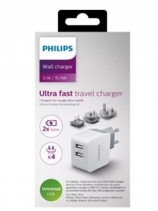 Philips Ładowarka podróżna 2 USB, 5V / 3.1A