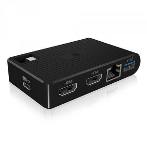 IcyBox Stacja dokująca IB-DK4029-CPD 2xHDMI,USB TYPE-A, USB TYPE-C, LAN, Power Delivery do 85  Watt
