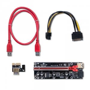 Qoltec Riser PCI-E 1x -  16x | USB 3.0 | ver.009S Plus | SATA/PCI-E     6 pin