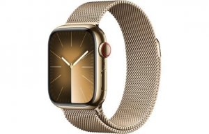 Apple Watch Series 9 GPS + Cellular, 41mm Koperta ze stali nierdzewnej w kolorze złotym z bransoletą mediolańską w kolorze złoty